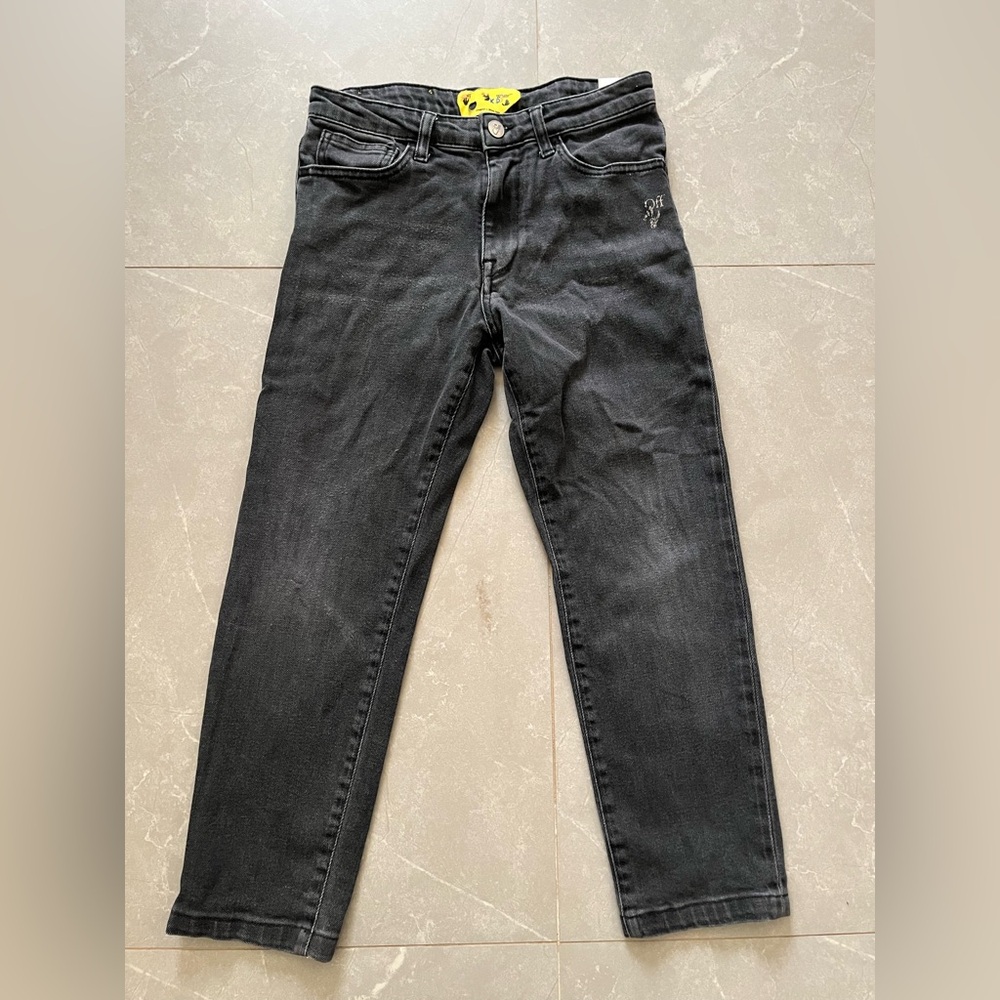 Off-White Kid's Boy's Black Slim-Fit Diagonal Graphic Jeans size 12